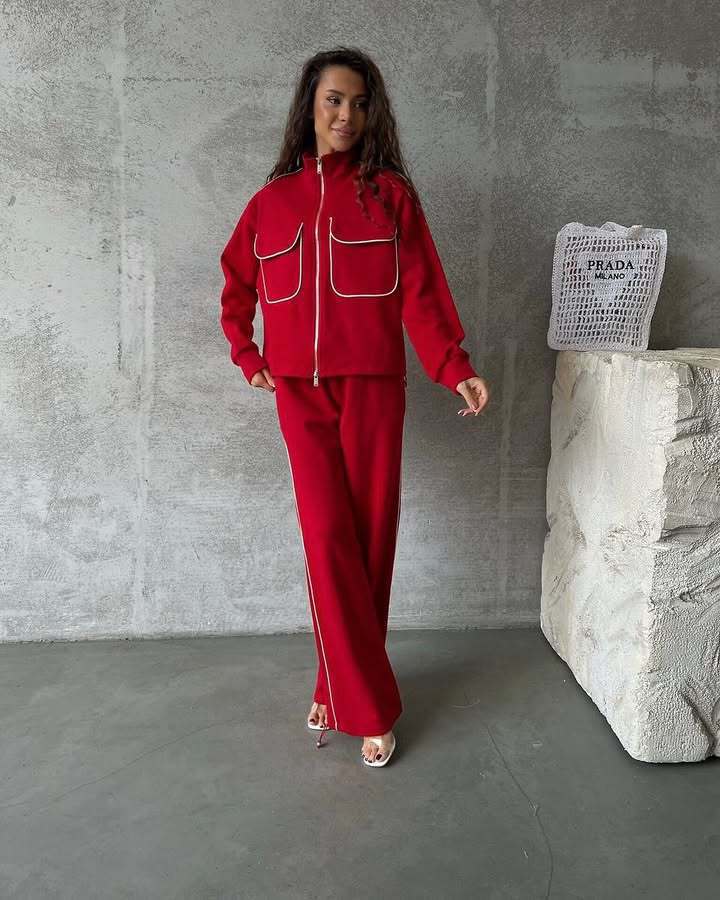 Street-Style Half-Zip Casual Sportswear Set with Patchwork