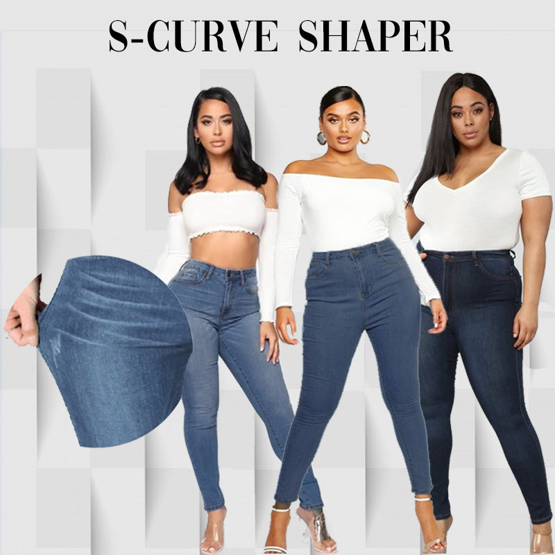 Pantalon en jean stretch coupe skinny taille haute avec fausses poches