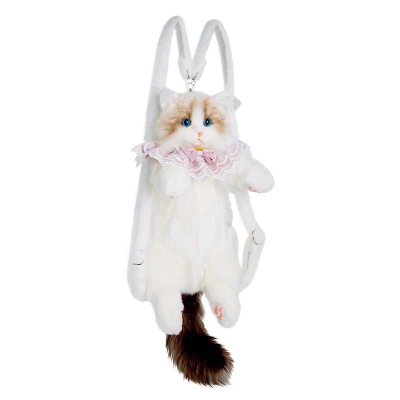 Cute Plush Girls' Ragdoll Backpack Doll with Pink Scarf, 50cm