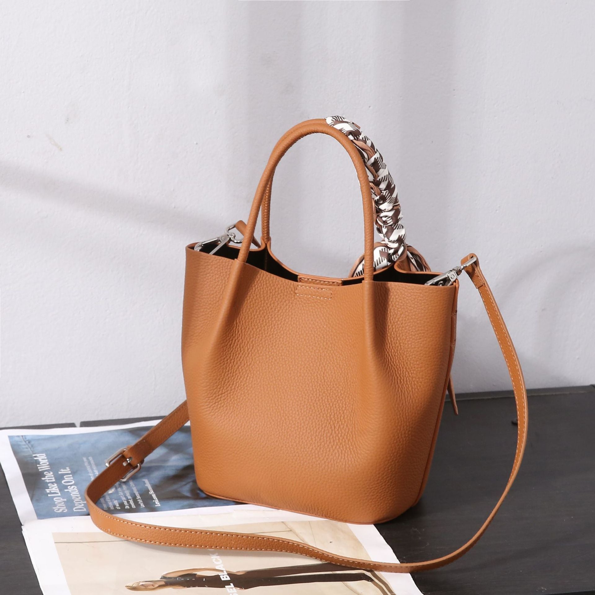 Sac pour femme en cuir véritable à bandoulière 27x11x19cm