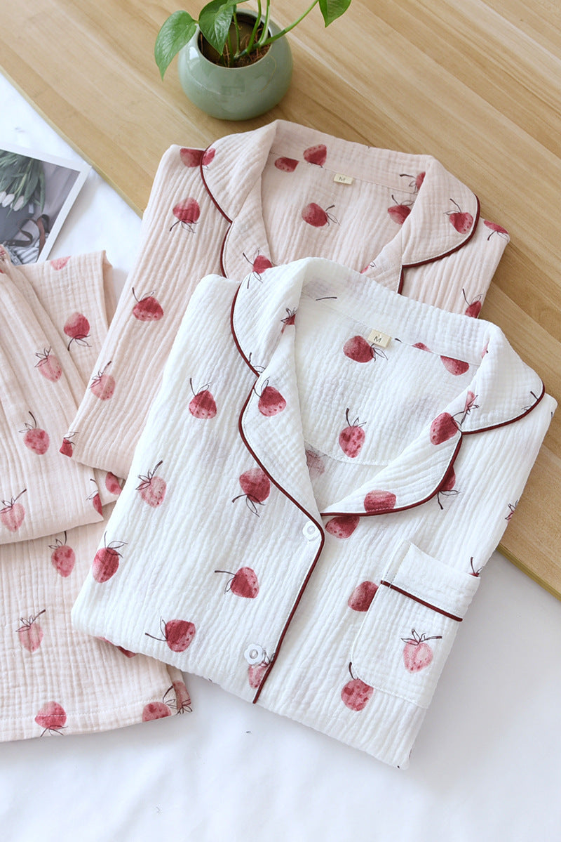 Women's Fashion Cotton Autumn Double-layer Gauze Home Wear Suit