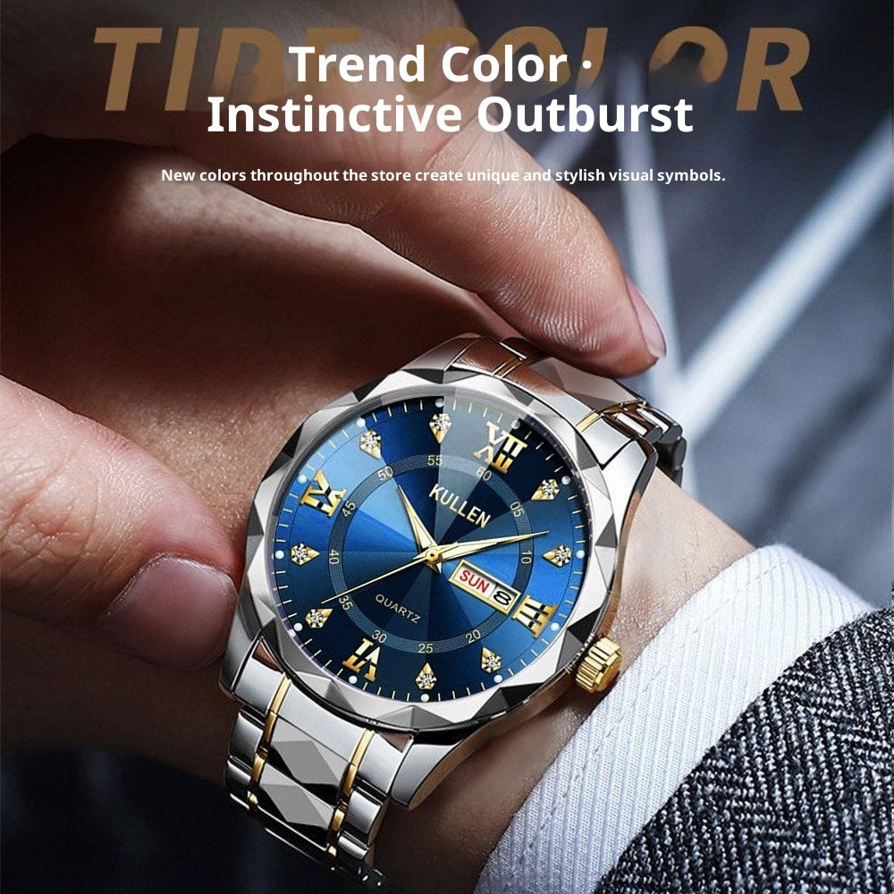 ساعة أعمال متطورة مقاومة للماء ومضيئة تعمل بالكوارتز