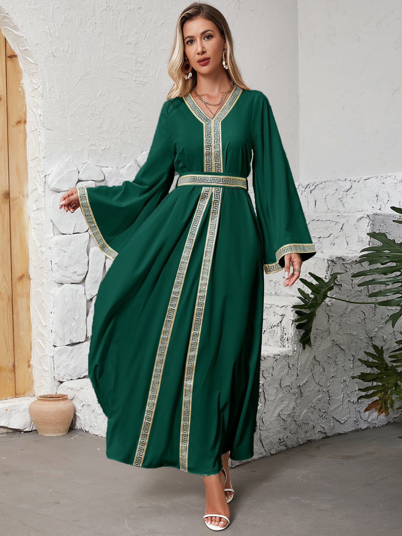 Robe abaya arabe à manches longues tendance