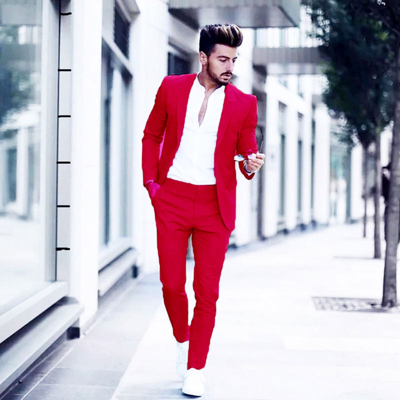 Men's Two Piece Business Casual Cotton Blend Suit