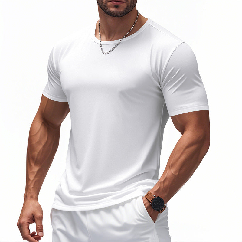T-shirt de sport à manches courtes et col rond, séchage rapide, pour le marathon