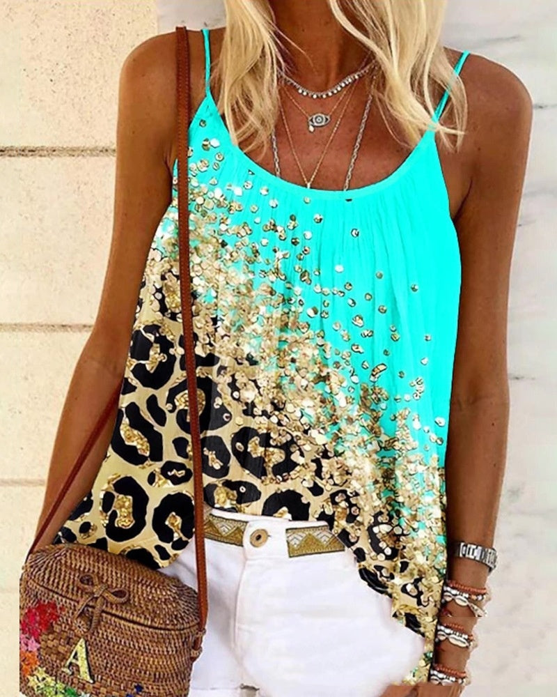 Women's Sling Color Plaid Printed Top