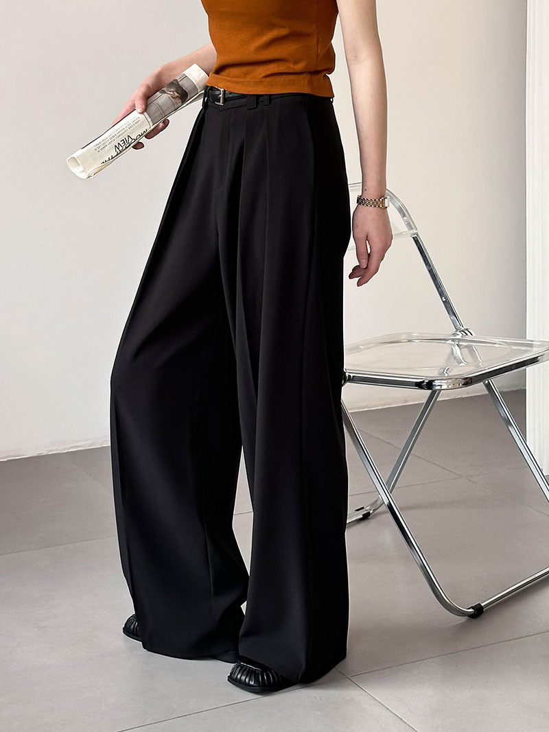 Pantalon décontracté ample rétro à jambe large pour femme