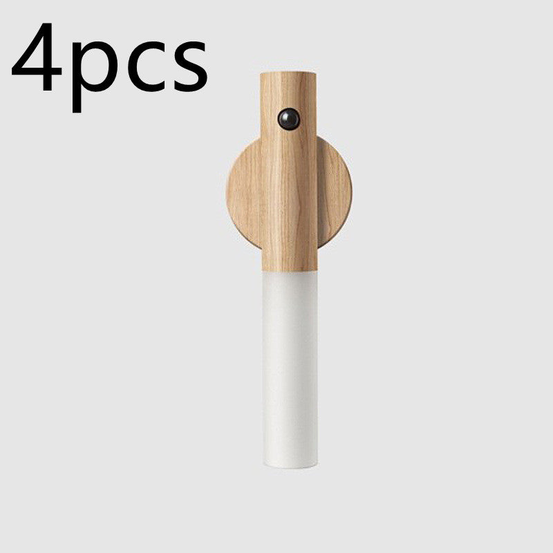 Auto LED USB Magnetic Wood Wireless Night Light with Motion Sensor for Wall & Cabinet