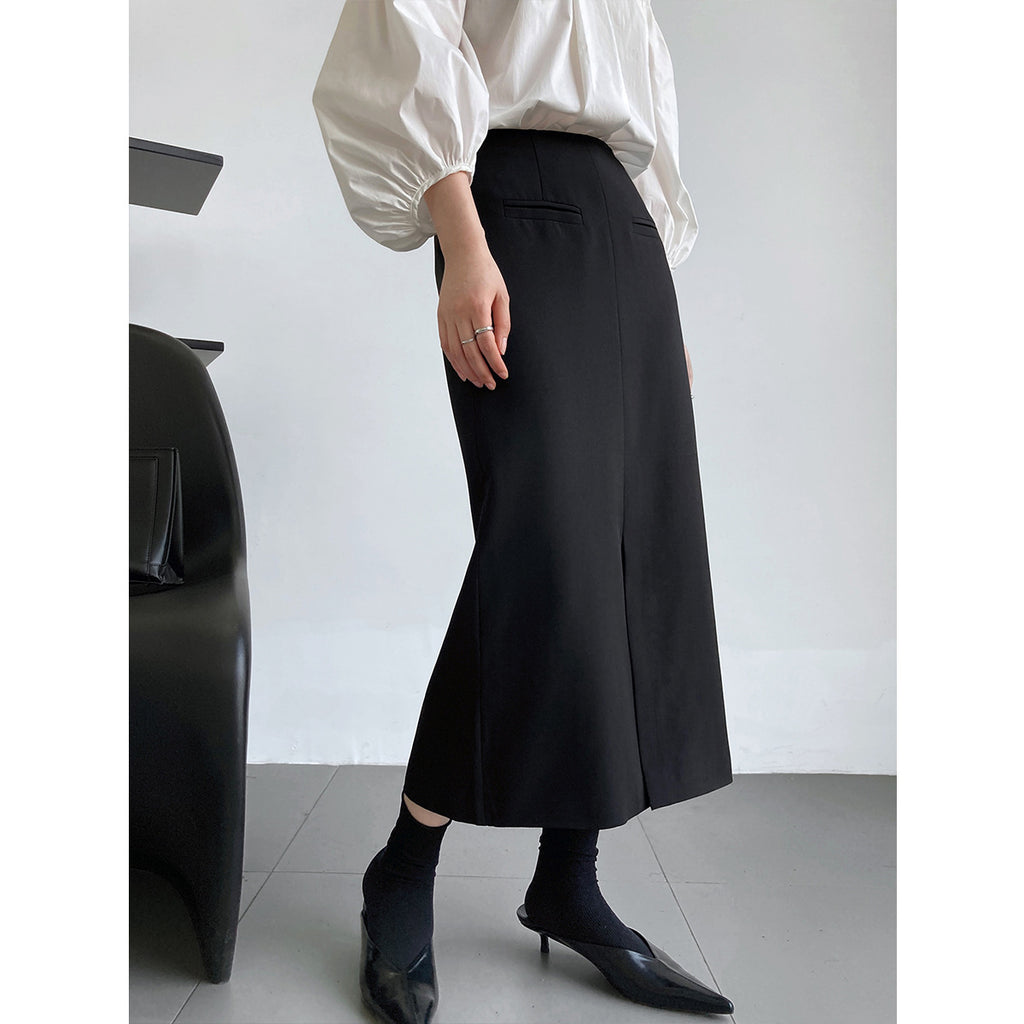 Jupe longue fendue en polyester pour femme Luxi Fashion
