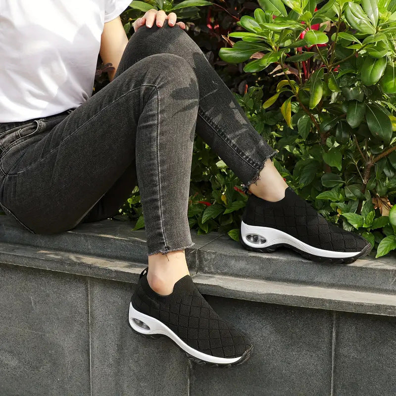 Chaussures décontractées à enfiler à carreaux multicolores pour femme