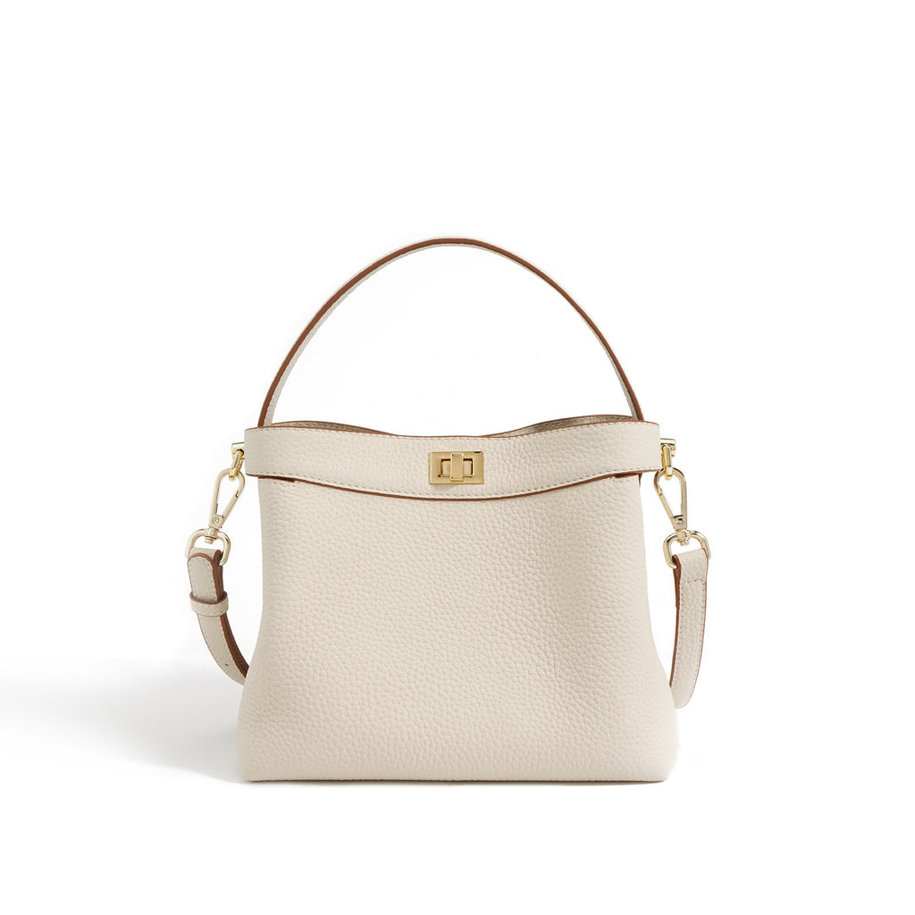 Women's Genuine Leather Bucket Crossbody Bag - Versatile, Simple, 20cm