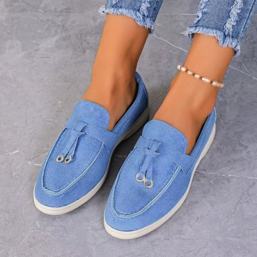 Chaussures Plates Décontractées à Enfiler à Bout Rond et Talon Plat pour Femmes Fortes