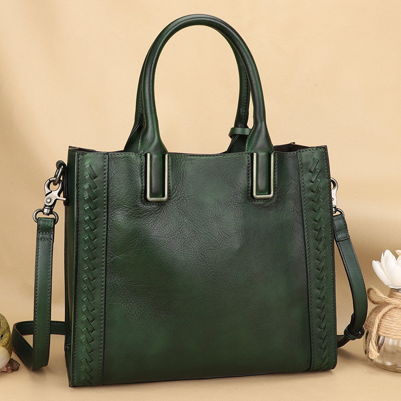 Handmade First Layer Cowhide Women's Large Messenger Bag 30x25x12cm