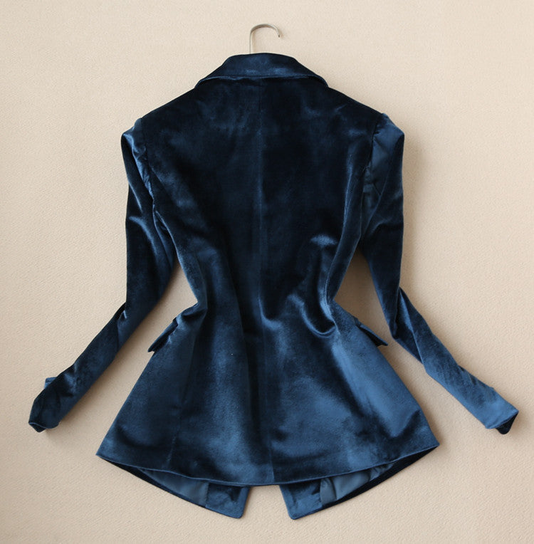 Veste de costume ajustée à manches longues avec pantalon slim taille haute à micro-rabat