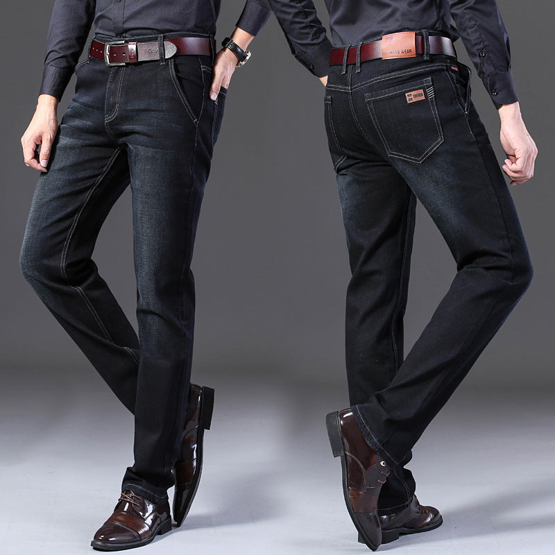 Men's Mid-Waist Straight Slim Denim Jeans