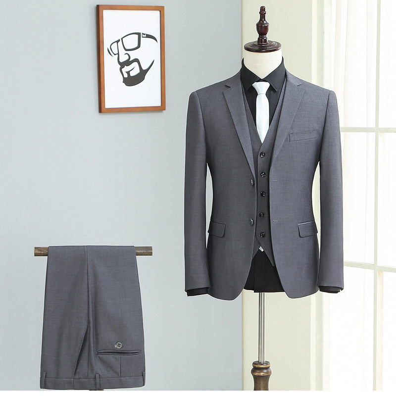 Slim Fit Three-Piece Autumn Casual Suit Polyester Blend