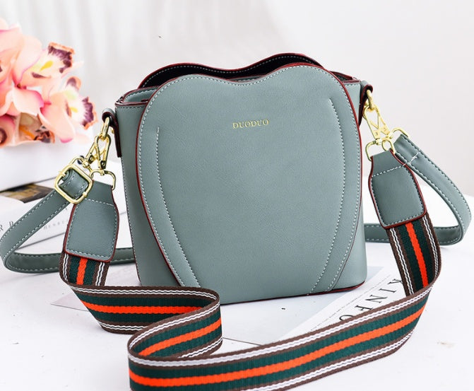 Women's Peach Heart PU Shoulder Bag Crossbody Bucket Bag