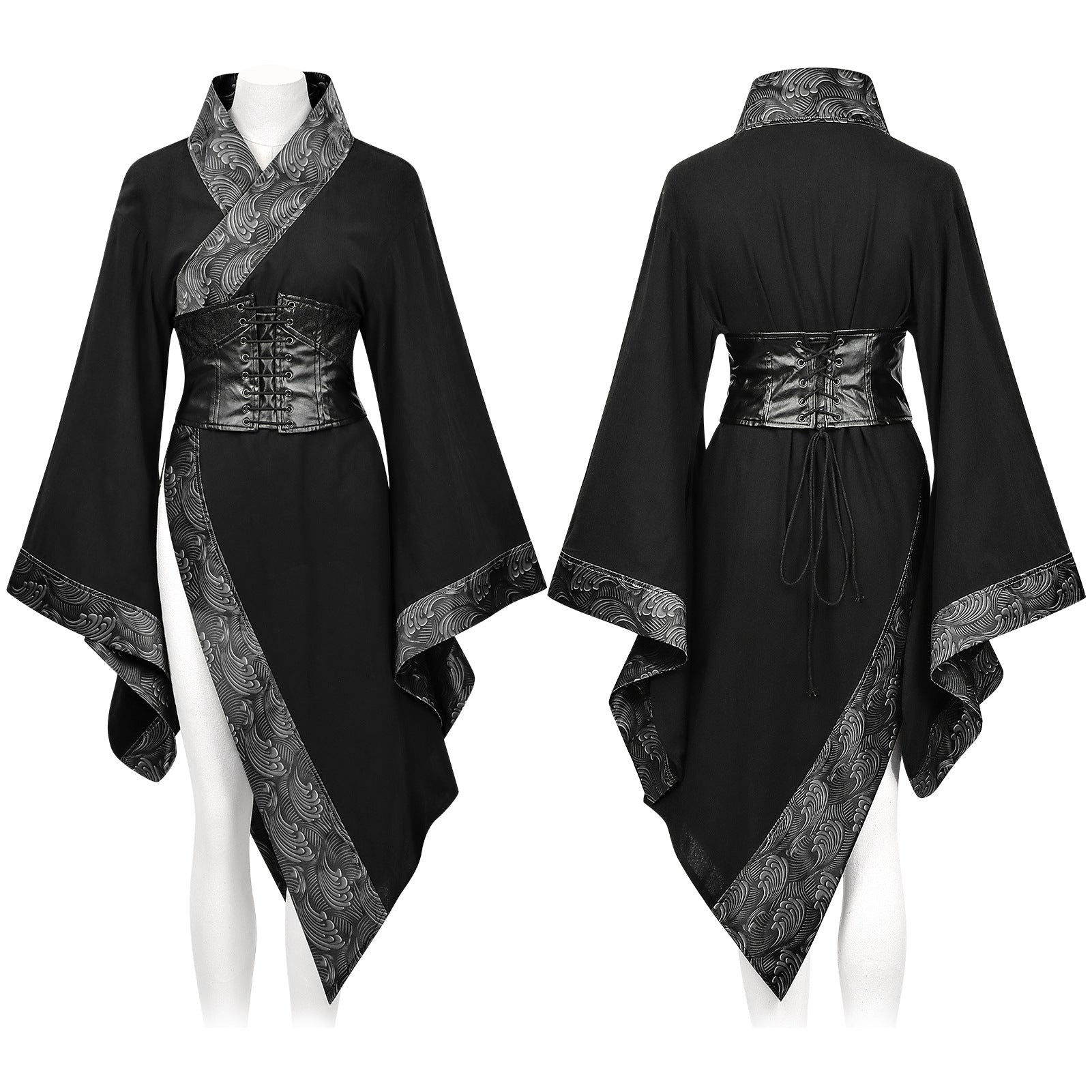 Robe Courte Modifiée Rétro Gothique Sombre Américaine pour Femmes