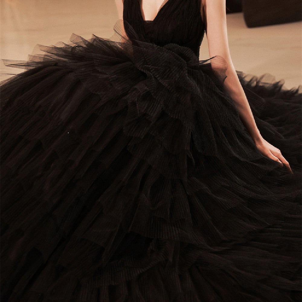 Robe de Soirée Noire sans Manches pour la Réunion Annuelle