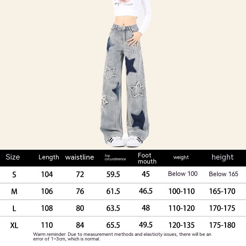 Jeans droits lavés brodés à la mode nationale pour hommes et femmes
