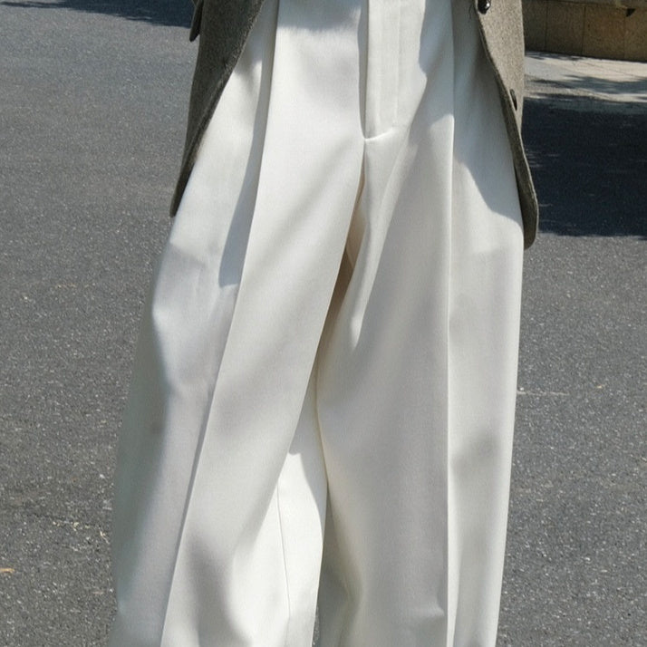 Casual High Waist Wide Leg Pleated Loose Pants for Women