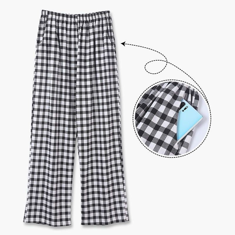 Plaid Casual Loose Home Pants for Men and Women