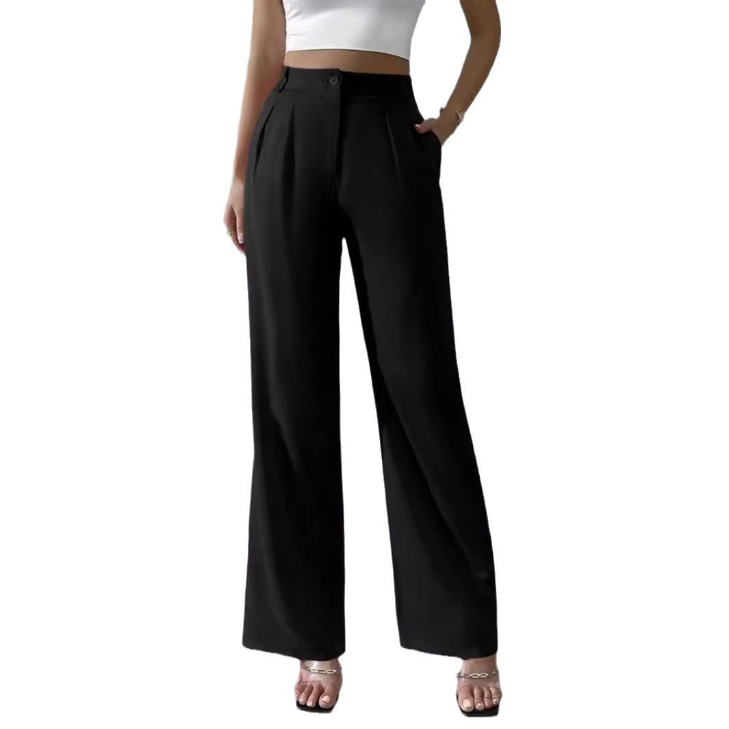 Women's Elegant Solid Color Suit Pants Polyester Micro Elasticity S-XXL