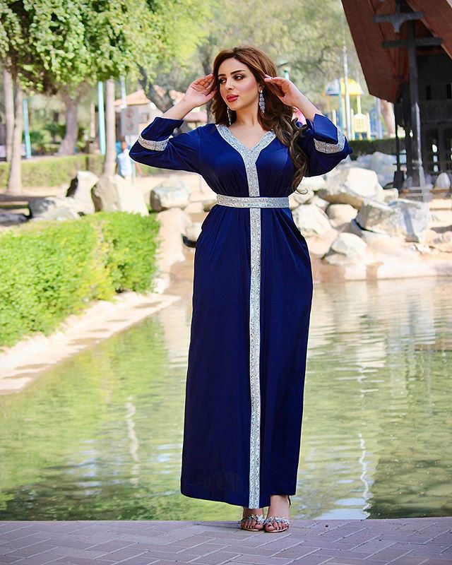 Diamond-Studded Middle Eastern Women's Long Muslim Robe Belt