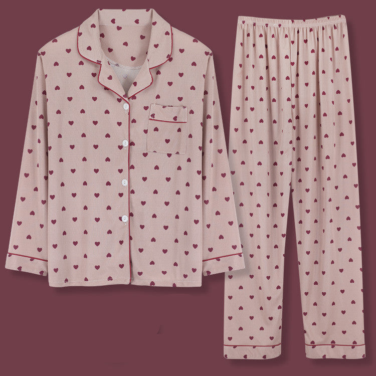 Pyjama femme, cardigan à manches longues et col à revers, ensemble deux pièces, grandes tailles