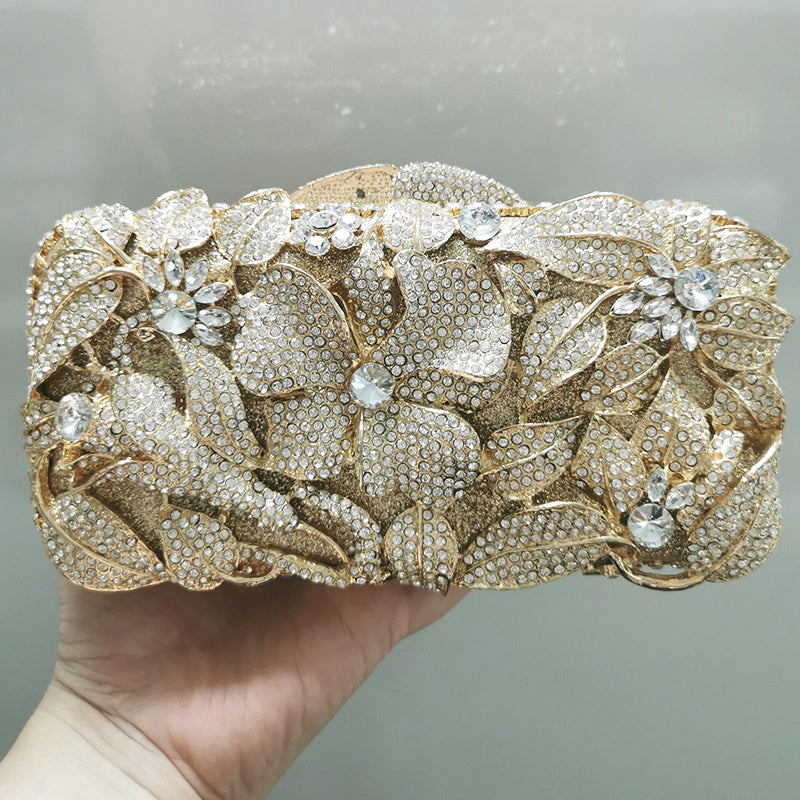 Ladies Rhinestone Flower Cutout Clutch 18CM
