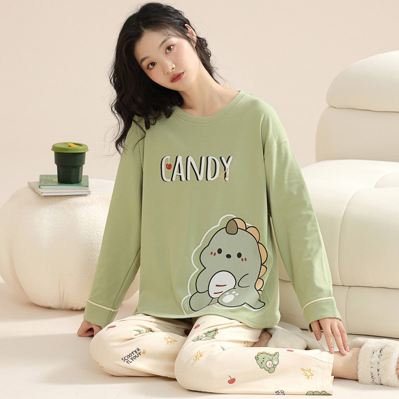 Vêtements d'intérieur en coton à manches longues avec motif de dessin animé pour le printemps et l'automne