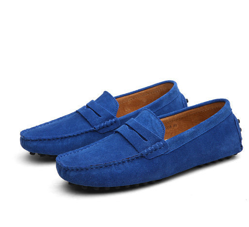 Men's Casual Cowhide Leather Shoes with Rubber Sole