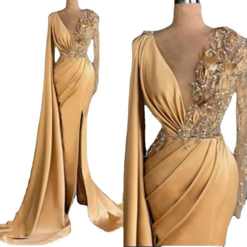 Plus Size Women's Lace Long Sleeve Dress