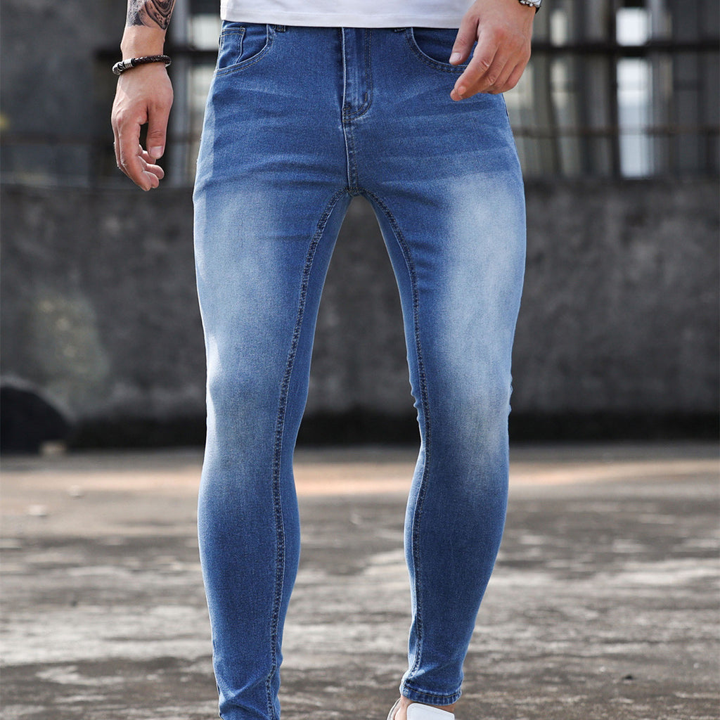 Men's Casual Stretch Skinny Jeans in Dark & Light Blue