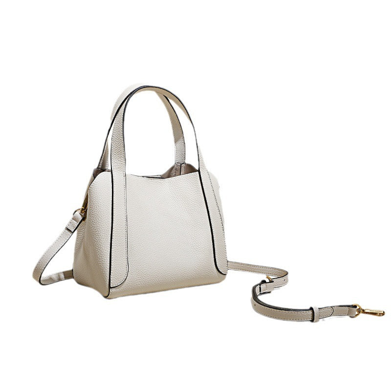 Sac seau en cuir de vachette première couche pour femme, portable pour les trajets quotidiens