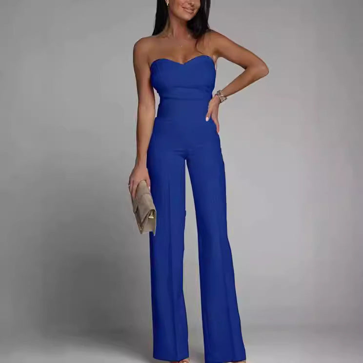 Women's Slim-Fit Sleeveless Geometric Tube Top Jumpsuit