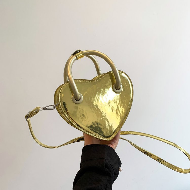 Heart-Shaped PU Shoulder Messenger Bag for Women 19x15x7cm