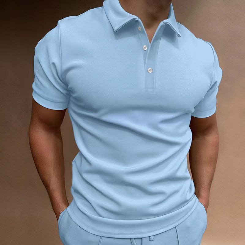 Men's Loose Cotton Blend Button T-Shirt, Short Sleeve, Multiple Colors