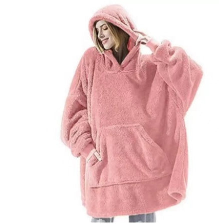 Hooded Sweatshirt Hoodie with Large Pocket, Double-Sided Velvet, One Size