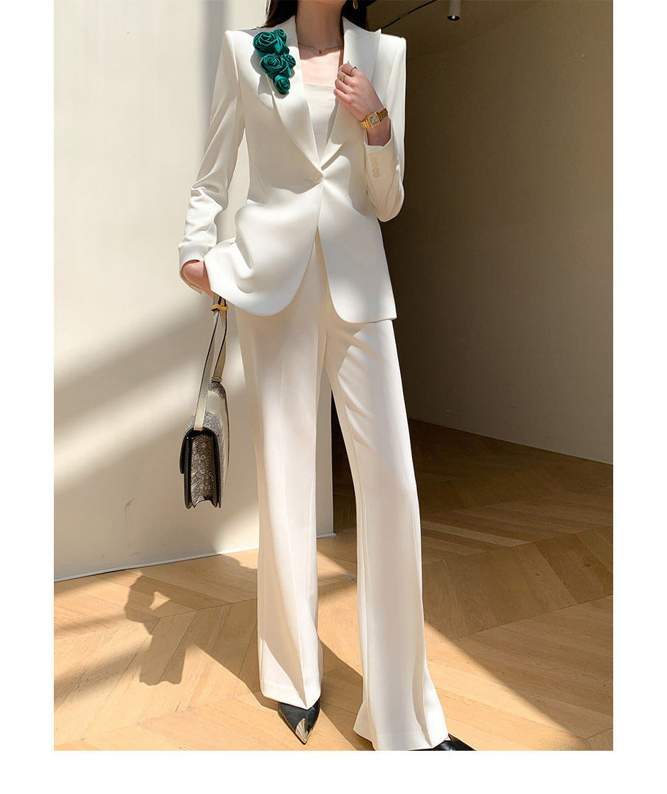 Veste de costume blanche en polyester pour femme – Style rétro artistique
