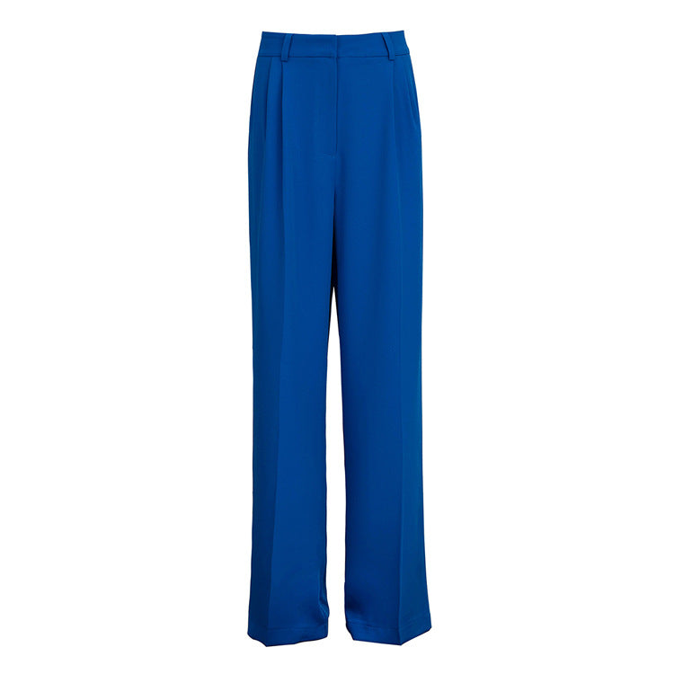 High Waist Loose Commuter Trousers in Klein Blue