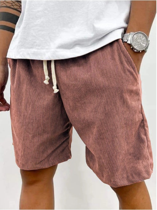 Men's Corduroy Drawstring Shorts with Pockets – Casual Summer Pants
