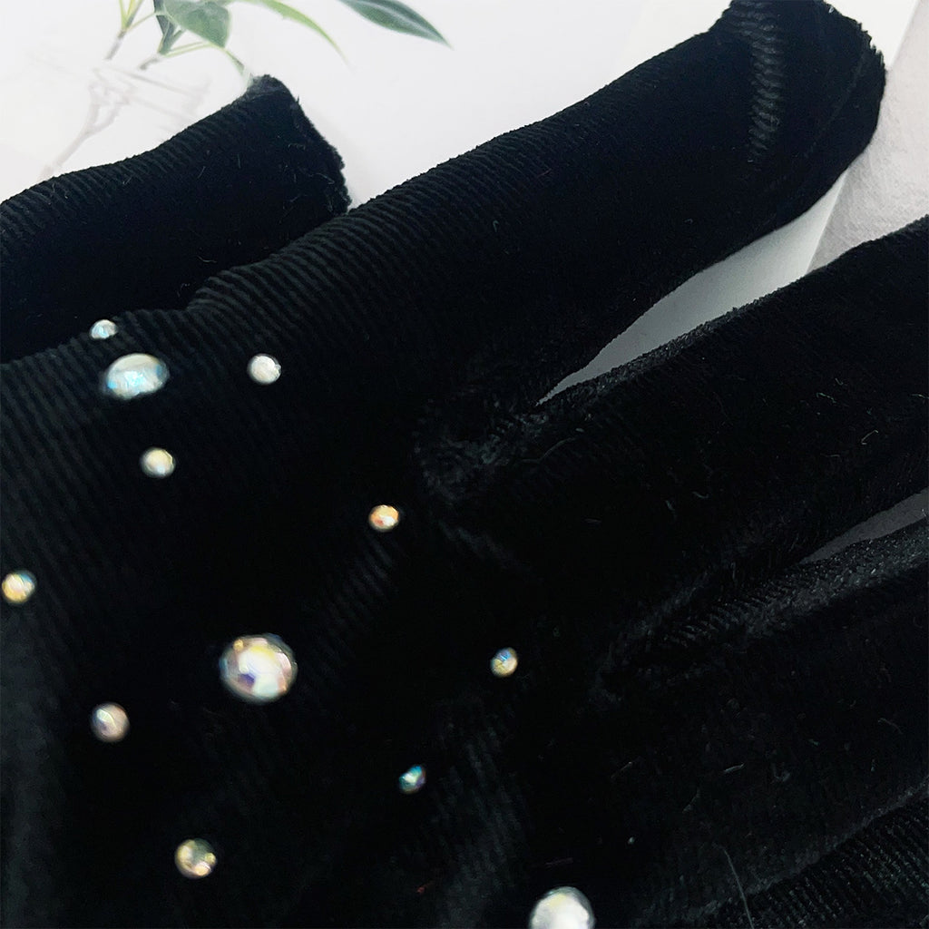 Gants Chauds en Velours Noir Taille Unique