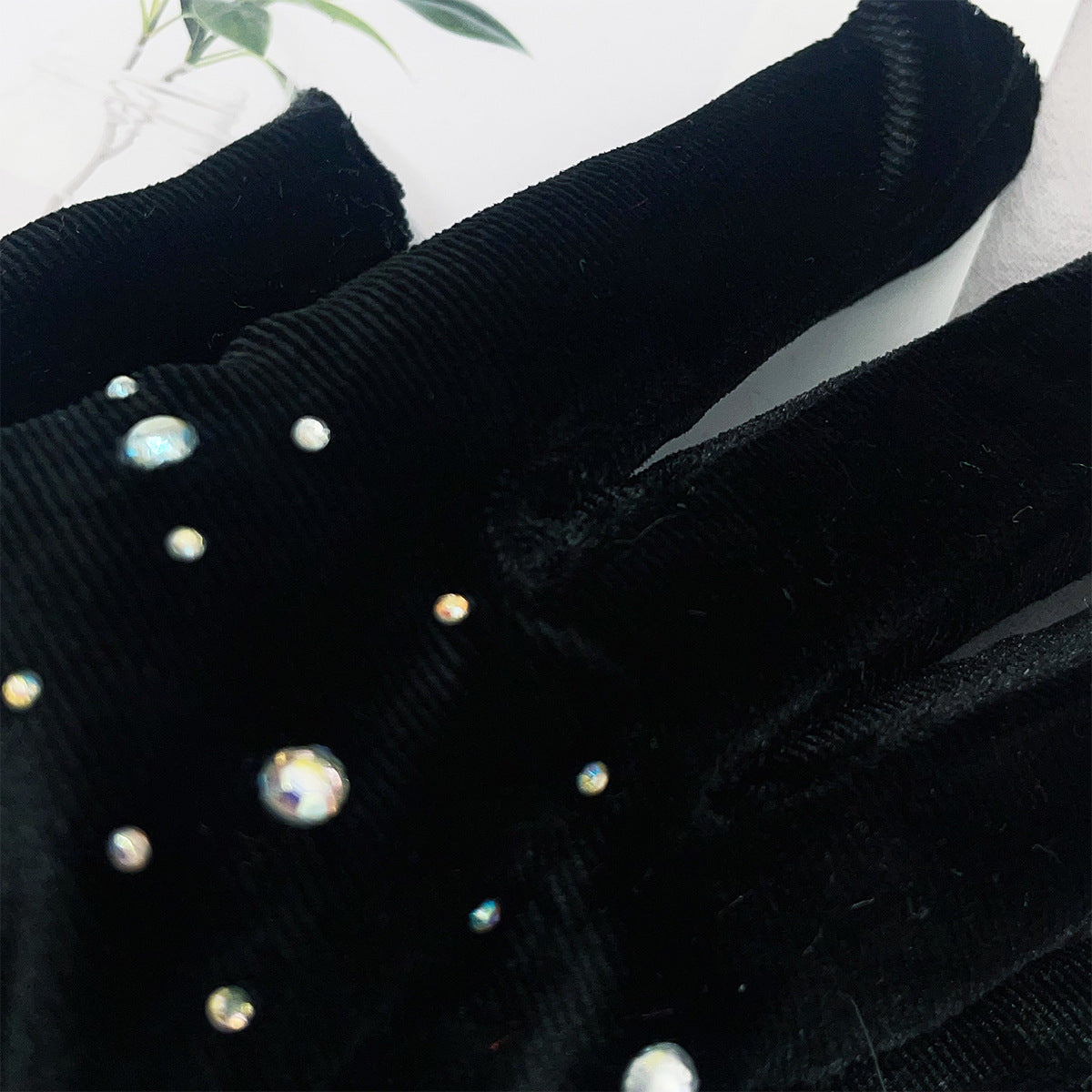 Gants Chauds en Velours Noir Taille Unique