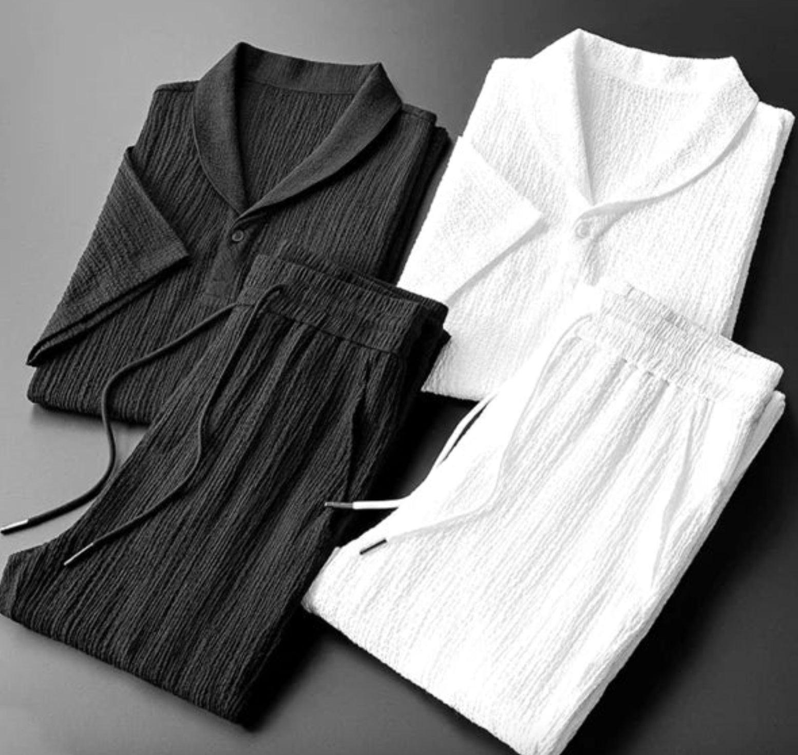 Ensemble d'été ample haut à manches courtes et pantalon à cordon de serrage