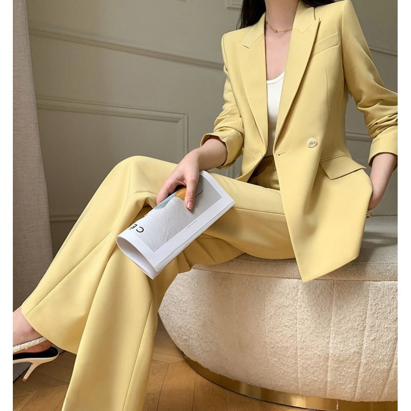 Ensemble deux pièces de loisirs jaune en polyester pour femme, tailles S à 2XL