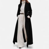 Women’s Autumn Winter Long Woolen Coat Warm Pure Color
