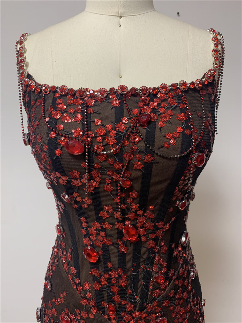 Women's Summer Cotton Sleeveless Diamond-Embellished Mini Dress