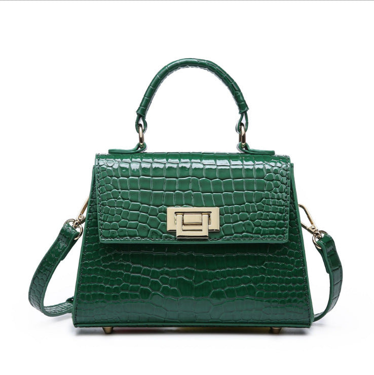 Women's Medium PU One-Shoulder Crocodile Pattern Messenger Bag