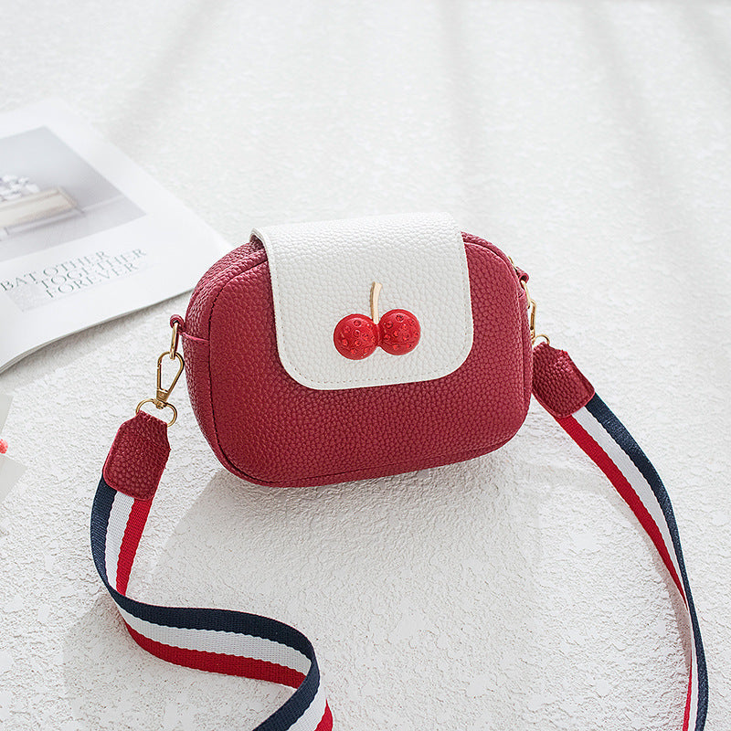 Sweet Cherry Small Square PU Leather Messenger Bag 18cm